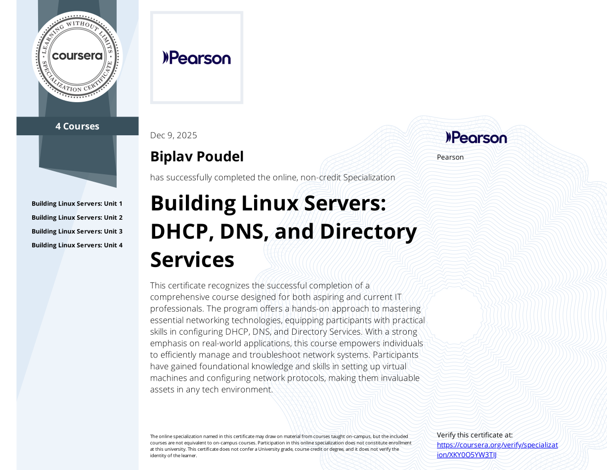 Building Linux Servers: DHCP, DNS, and Directory Services Specialization